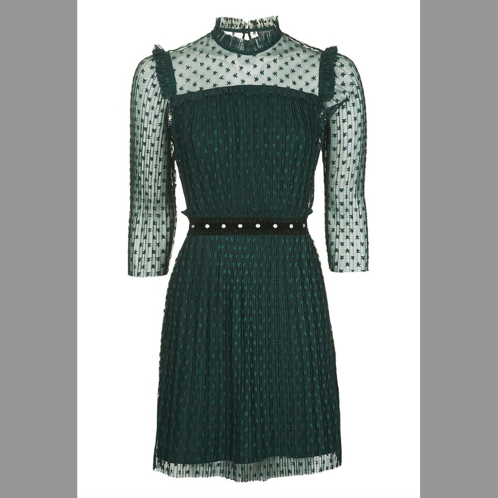Topshop Plisse Star Mesh Skater Dress Sz. 2